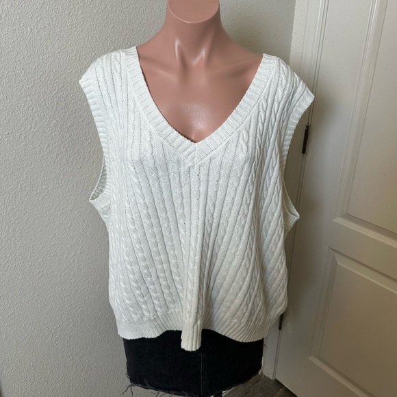 BP White Cable Knit Sweater Vest Sz 4X - Picture 1 of 4